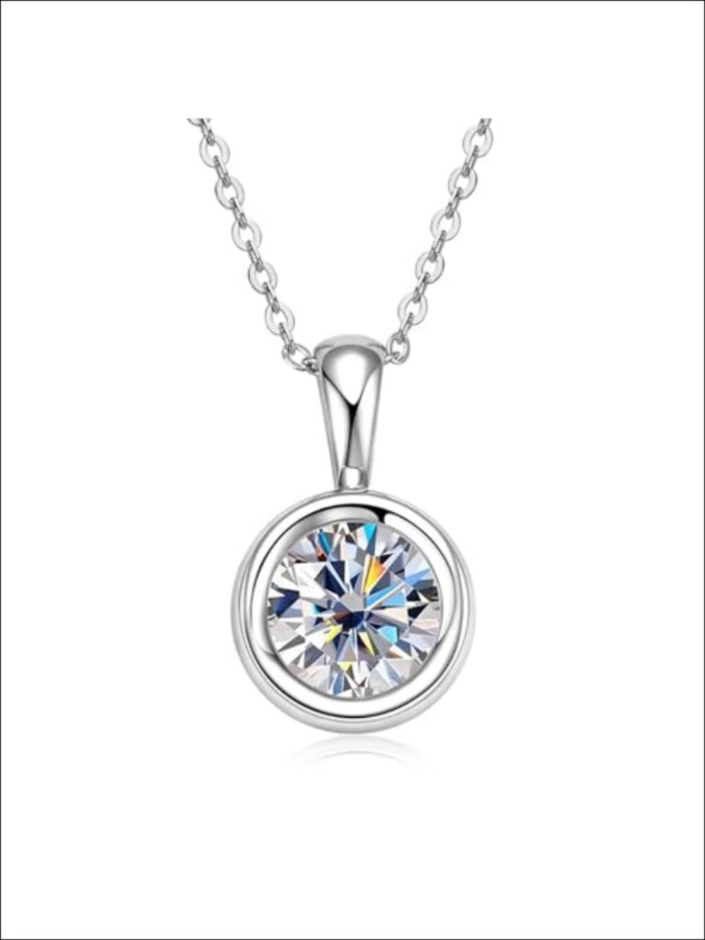 14K Gold Over S925 Sterling Silver 2ct VVS2 Round Cut Diamond Pendant Necklace